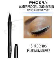 Phoera Watterproof Liquid Eye Liner- 105 platinum silver